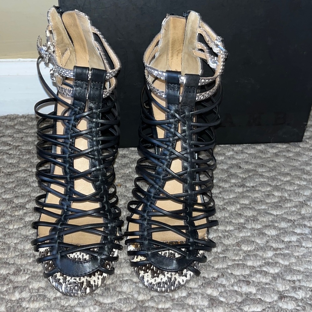 L A M B strappy sandal mixed media